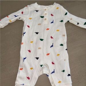 Old Navy White Dinosaur Print Kids Footie